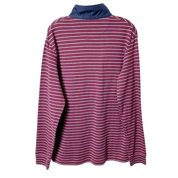 Bugatchi Striped Red Striped Long Sleeve Men Zip Up Men Sweater Size Medium - Picture 2 of 5
